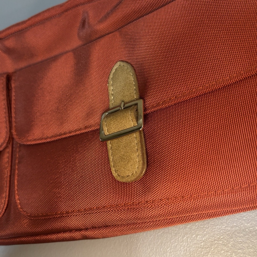 Orange Canvas And Suede Toiletries Make Up Bag Pockets Zip Storage Travel Men - Picture 3 of 10